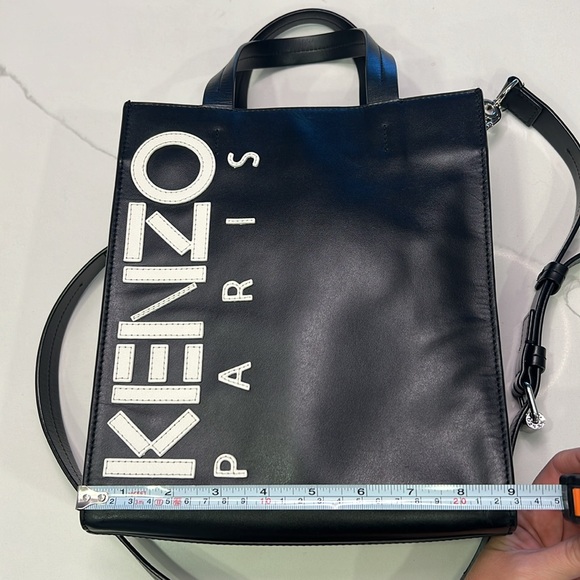 KENZO Paris logo black leather tote bag/crossbody bag - Picture 12 of 16